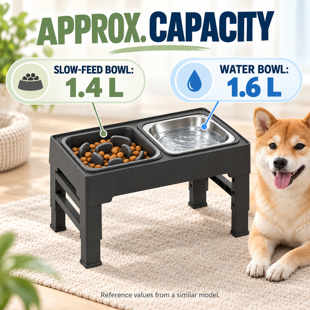 Foldable Pet Bowl Table, 2 Colors & 2 Bowl Types, By GAVPEPY image 4 - 03-Product-Facts.jpg