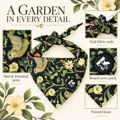 GAVPEPY Polyester Floral Print Pet Bandana, Size One Size, Green, for pet photos, outings and celebrations; decorative neckwear with the selected print and fit shown in the product photos; review the selected variant photo for details image 3 - 03-花园细节.jpg