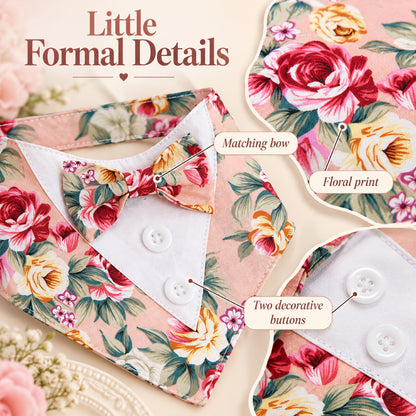 GAVPEPY Polyester Floral Formal Pet Bib, Sizes XS, S, M, L, XL, Red, Pink, Blue, for photos, celebrations, walks and everyday pet outfits; a neckwear accessory for everyday outfits, portraits and special occasions image 3 - 03-礼服细节.jpg