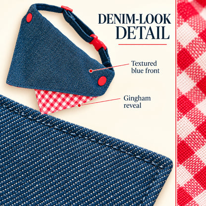 GAVPEPY Polyester Denim-Look Triangle Pet Bib, Sizes S, M, as pictured, for photos, celebrations, walks and everyday pet outfits; a neckwear accessory for everyday outfits, portraits and special occasions image 3 - 03-深蓝纹理.jpg