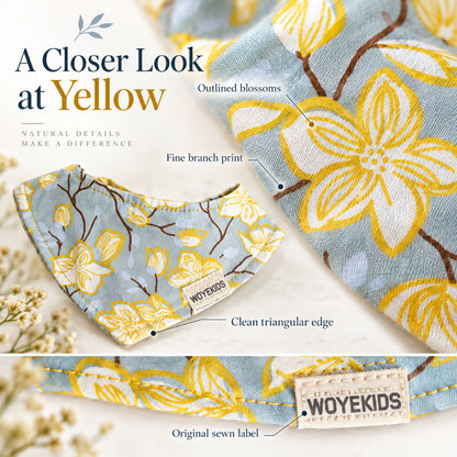 GAVPEPY Cotton Floral Pet Bandana, Sizes S, M, L, Yellow, Pink, for pet photos, outings and celebrations; decorative neckwear with the selected print and fit shown in the product photos; review the selected variant photo for details image 3 - 03-黄花细节.jpg