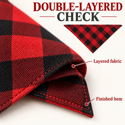 GAVPEPY Cotton-linen blend Gingham Pet Bandana, Sizes Small, Large, Red, White, for photos, celebrations, walks and everyday pet outfits; a neckwear accessory for everyday outfits, portraits and special occasions image 3 - 03-双层布面.jpg