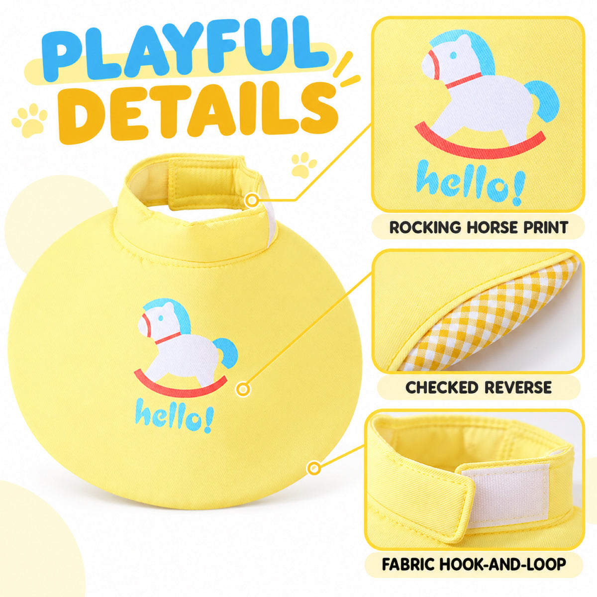 GAVPEPY Polyester Printed Pet Bib, Sizes S, M, L, XL, Yellow, White, Red, for photos, celebrations, walks and everyday pet outfits; a neckwear accessory for everyday outfits, portraits and special occasions image 3 - 03-黄色细节.jpg