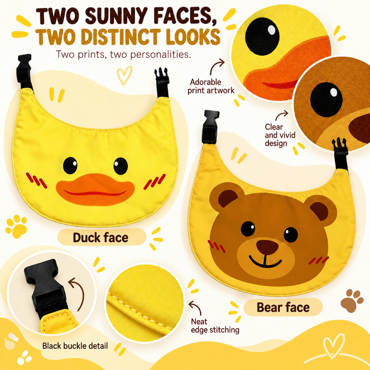 GAVPEPY Polyester Cartoon Face Pet Bib, Sizes XXL, XL, L, M, S, Yellow, Blue, Green, for photos, celebrations, walks and everyday pet outfits; a neckwear accessory for everyday outfits, portraits and special occasions image 3 - 03-鸭熊对照.jpg