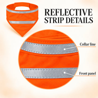 GAVPEPY Polyester Reflective Orange Pet Bandana, Sizes Large, Medium, Small, Orange, Yellow, for photos, celebrations, walks and everyday pet outfits; a neckwear accessory for everyday outfits, portraits and special occasions image 3 - 03-反光条细节.jpg