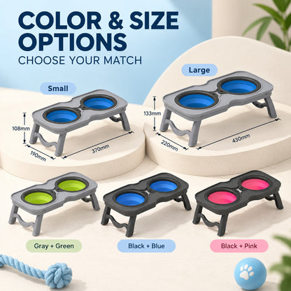 Foldable Double Pet Bowl Stand, 2 Colors & 2 Sizes, By GAVPEPY image 5 - 04-Options.jpg