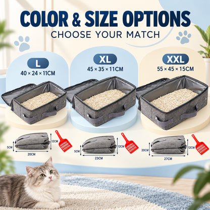 Foldable Travel Litter Box with Scoop, 3 Sizes, By GAVPEPY image 5 - 04-Options.jpg