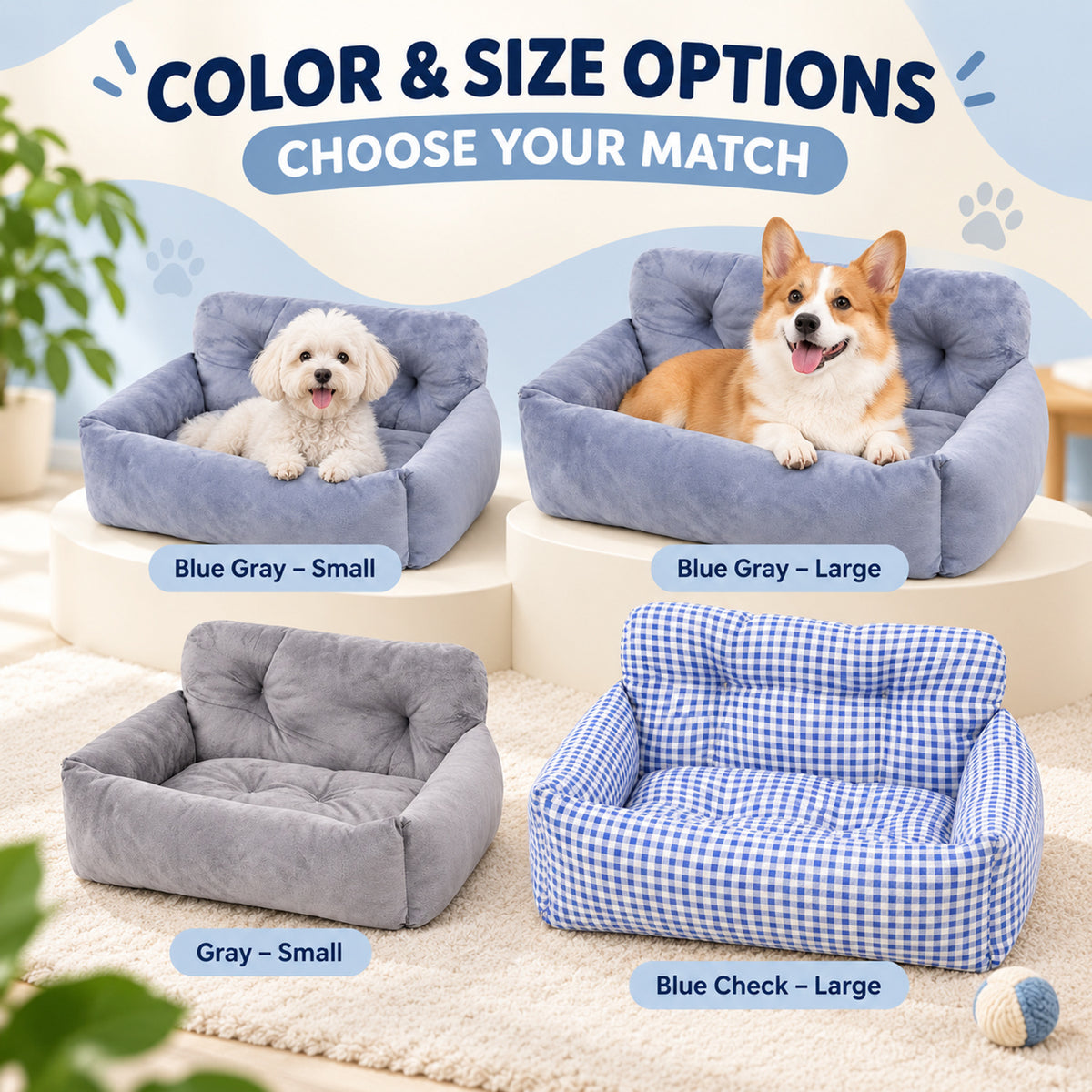 Pet Car Seat and Travel Bed, 3 Styles & 2 Sizes, By GAVPEPY image 5 - 04-Options.jpg