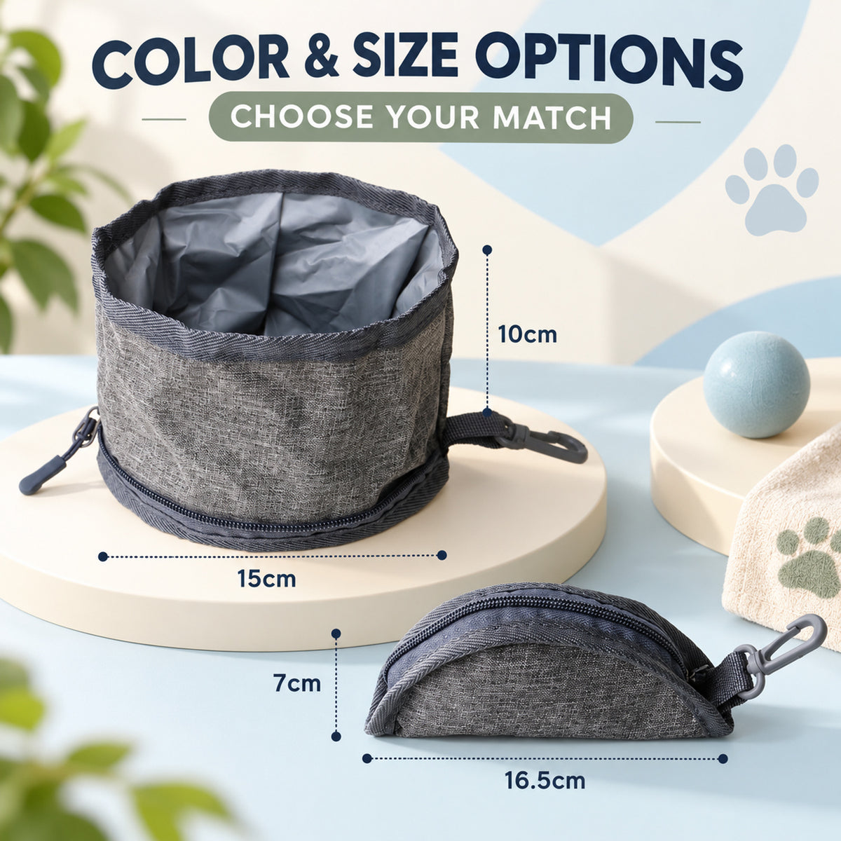 Foldable Oxford Fabric Pet Bowl, 2 Packages, By GAVPEPY image 5 - 04-Options.jpg