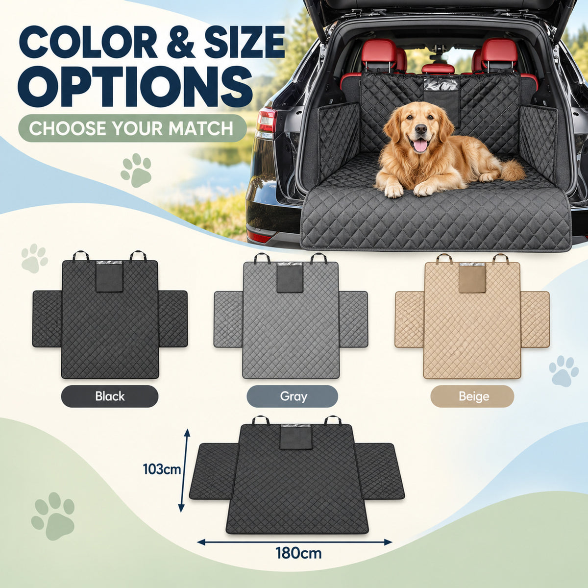 600D Oxford Fabric Vehicle Cargo Area Pet Protector, By GAVPEPY image 5 - 04-Options.jpg