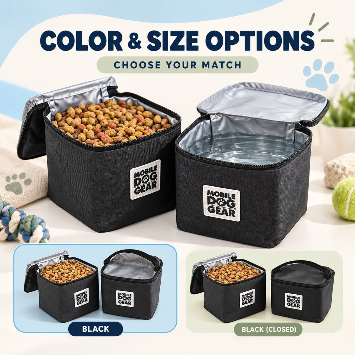 Foldable Oxford Fabric Double Pet Travel Bowl, By GAVPEPY image 5 - 04-Options.jpg