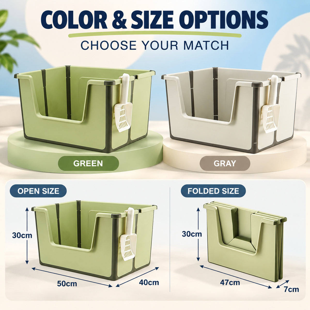 Collapsible PP Travel Litter Box, 2 Colors, By GAVPEPY image 5 - 04-Options.jpg