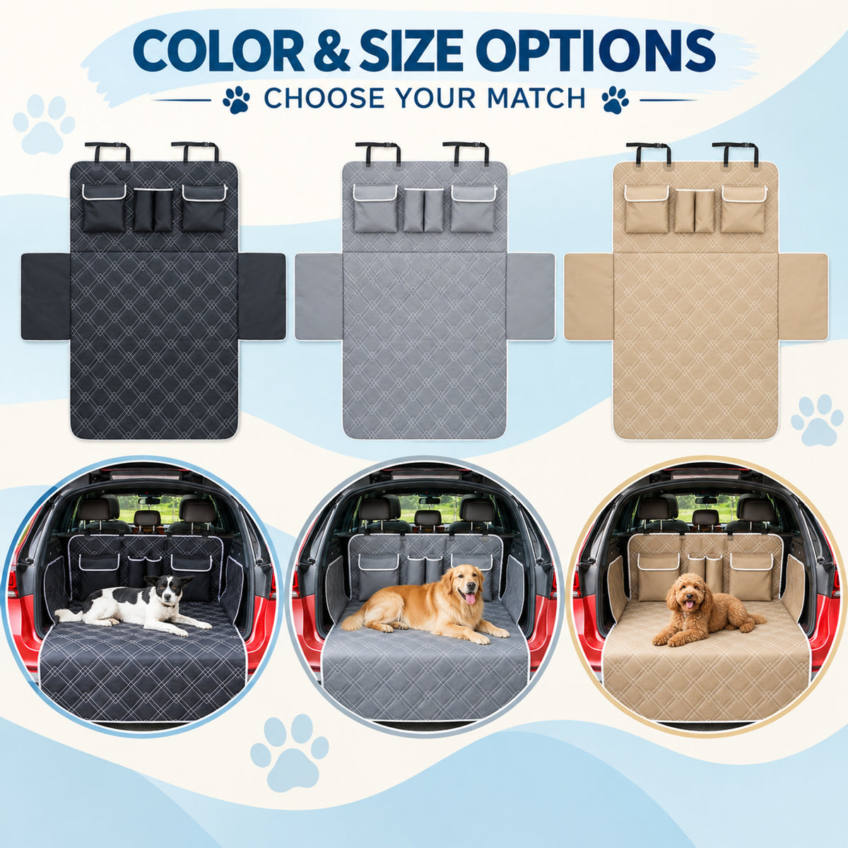 Checkered Vehicle Cargo Area Pet Protector, By GAVPEPY image 5 - 04-Options.jpg