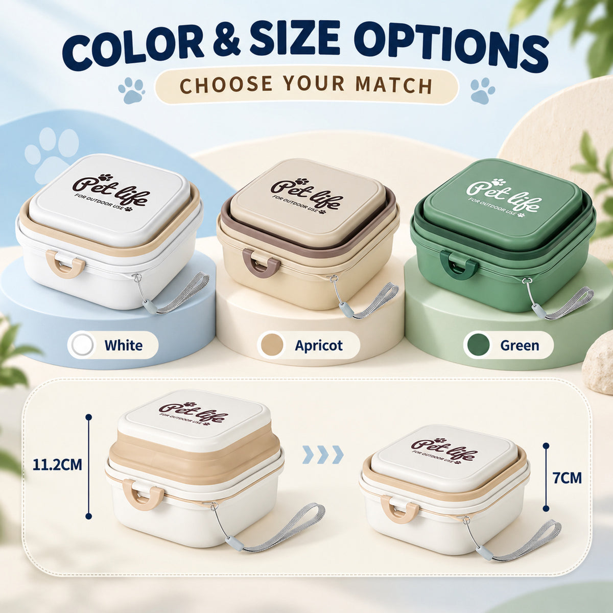 Upgraded 800 ml Collapsible Pet Travel Bowl, 3 Colors, By GAVPEPY image 5 - 04-Options.jpg