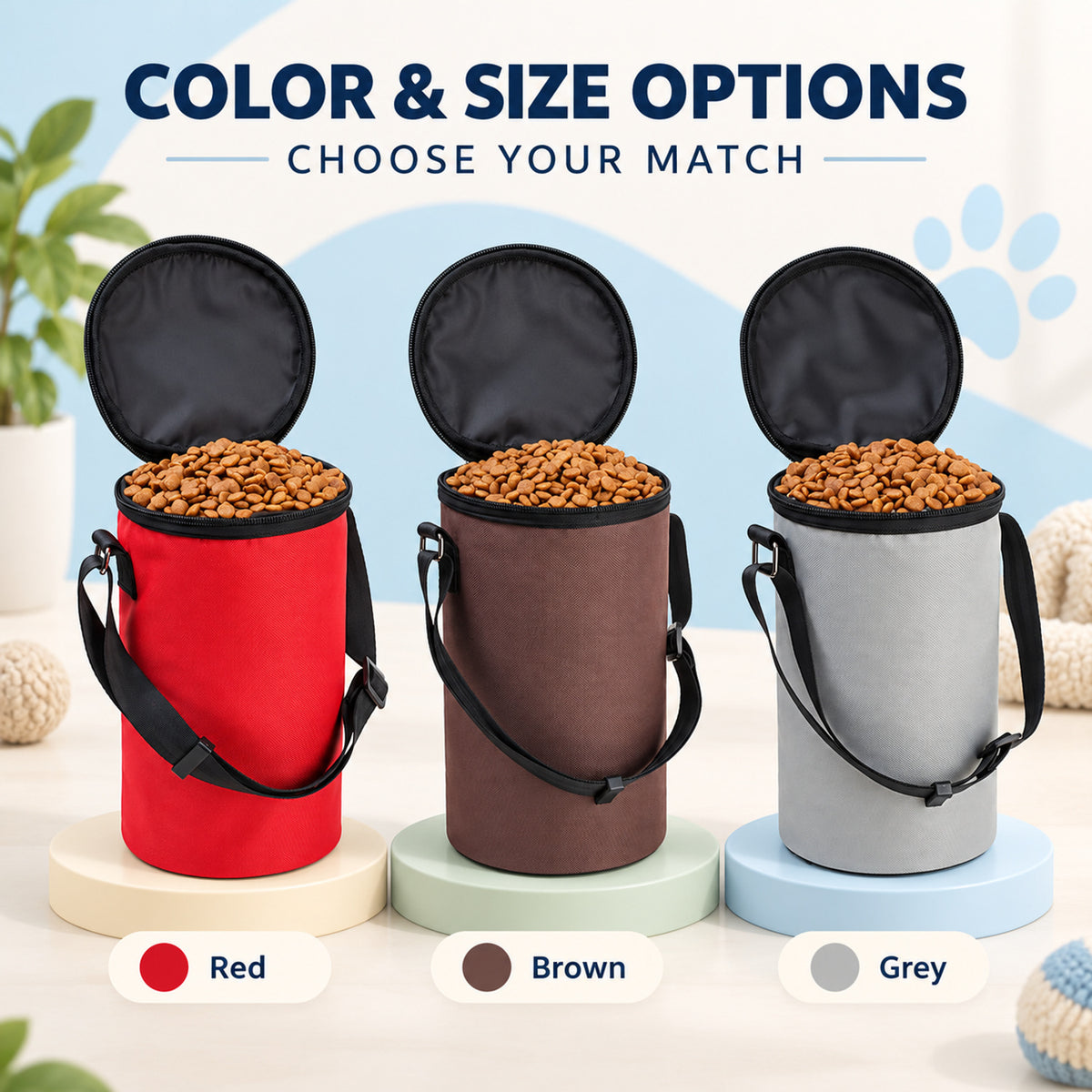 Canvas Pet Food Travel Bag with Bowl, 2 Colors, By GAVPEPY image 5 - 04-Options.jpg