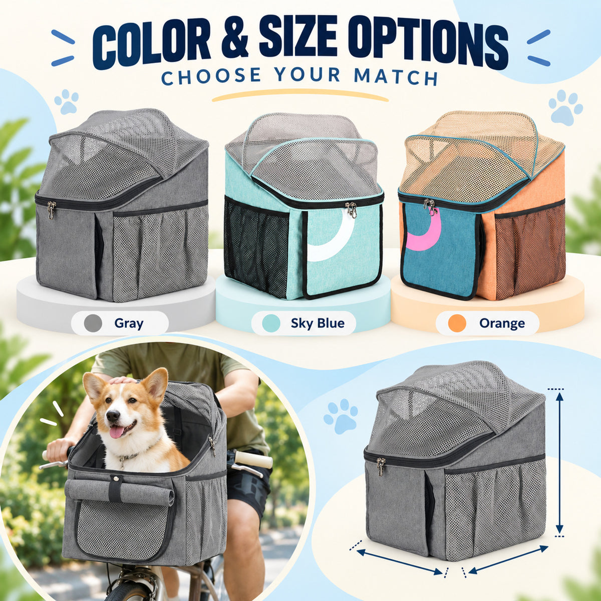 Quick-Release Bicycle Pet Carrier, 3 Colors, By GAVPEPY image 5 - 04-Options.jpg