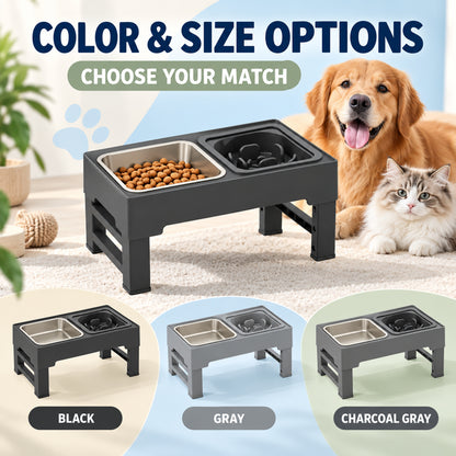 Foldable Pet Bowl Table, 2 Colors & 2 Bowl Types, By GAVPEPY image 5 - 04-Options.jpg