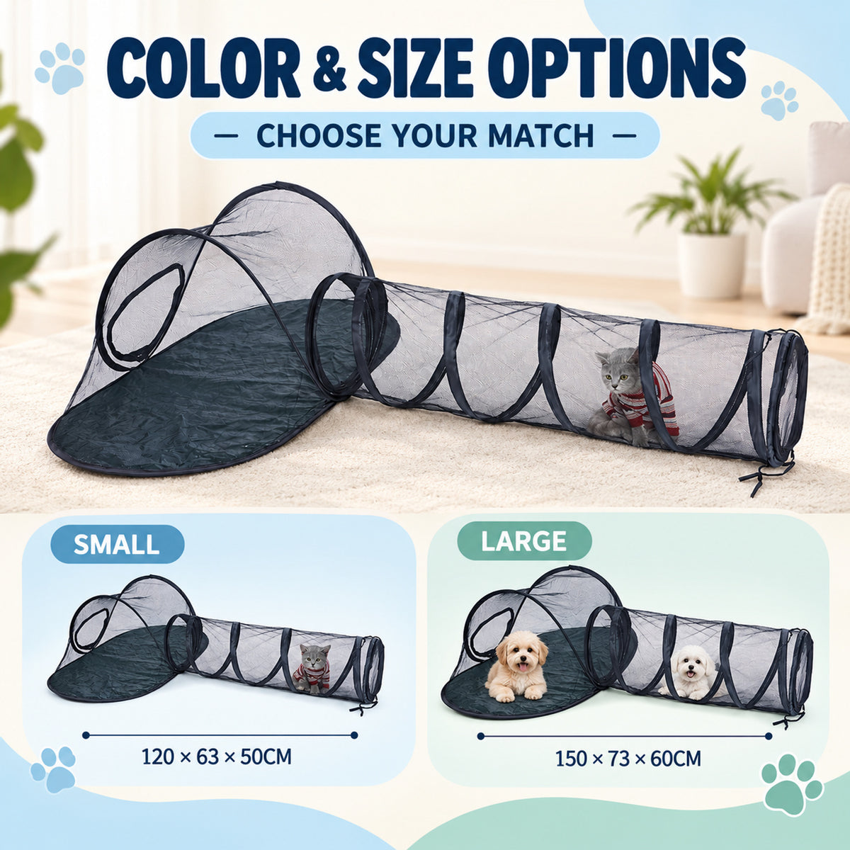 Foldable Pet Travel Tent with Tunnel, By GAVPEPY image 5 - 04-Options.jpg