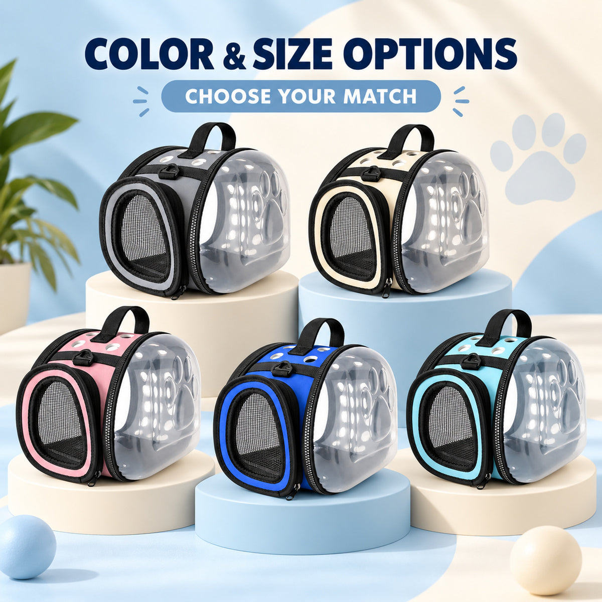 Soft-Sided Cat Travel Carrier, 6 Colors & 2 Sizes, By GAVPEPY image 5 - 04-Options.jpg