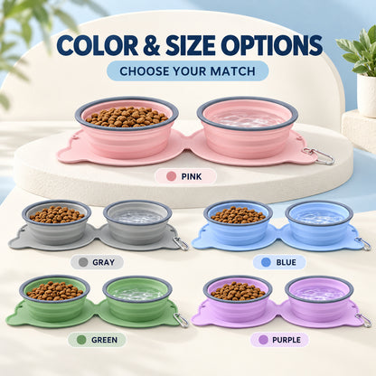 Twin Collapsible Silicone Pet Travel Bowls, 7 Colors, By GAVPEPY image 5 - 04-Options.jpg