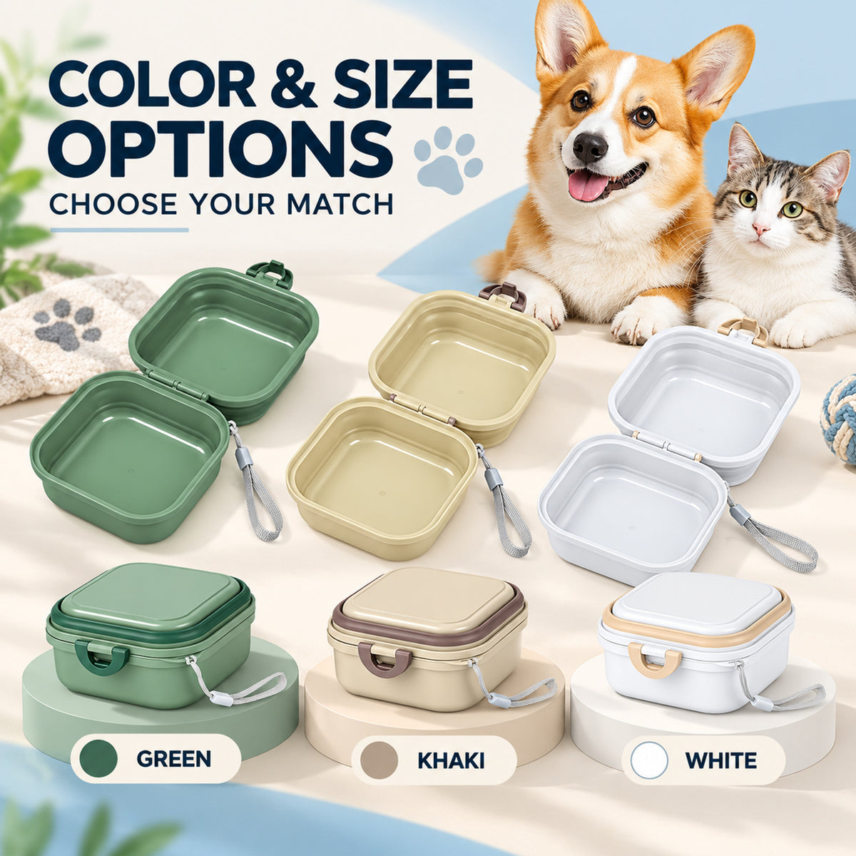 400 ml Collapsible Pet Travel Bowl, 3 Colors, By GAVPEPY image 5 - 04-Options.jpg