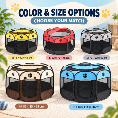 Foldable Oxford Fabric Pet Playpen, 6 Colors & 3 Sizes, By GAVPEPY image 5 - 04-Options.jpg