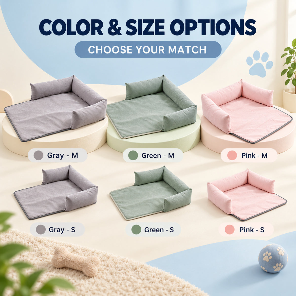 Pet Car Seat and Travel Bed, 3 Colors & 2 Sizes, By GAVPEPY image 5 - 04-Options.jpg