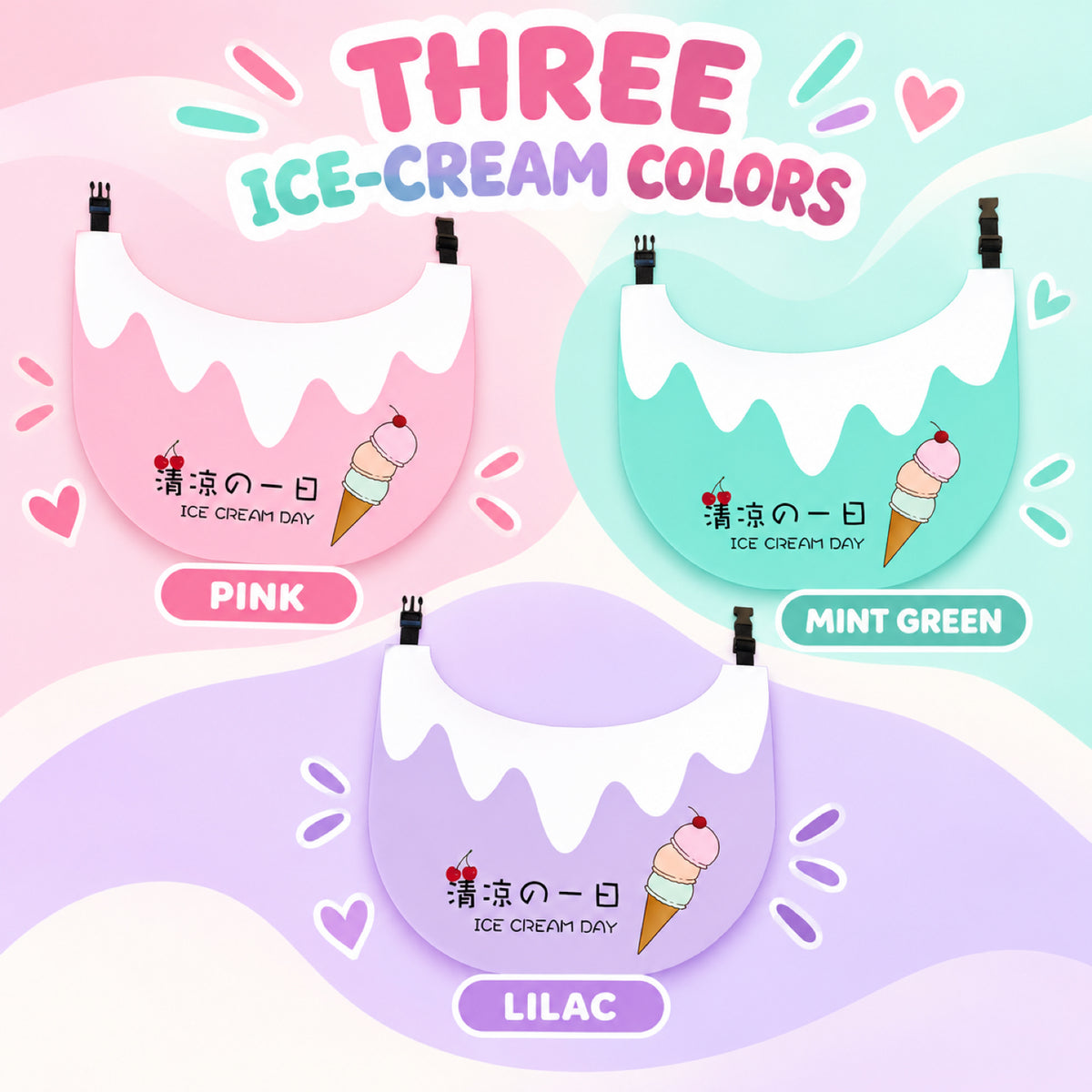 GAVPEPY Polyester Ice-Cream Print Pet Bib, Sizes S, M, L, XL, XXL, Pink, Green, Purple, for photos, celebrations, walks and everyday pet outfits; a neckwear accessory for everyday outfits, portraits and special occasions image 4 - 04-三色选项.jpg