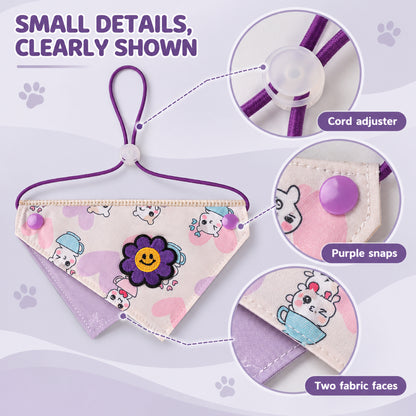 GAVPEPY Fabric Reversible Printed Pet Bandana, Sizes S, L, Purple, for pet photos, outings and celebrations; decorative neckwear with the selected print and fit shown in the product photos; review the selected variant photo for details image 4 - 04-绳扣结构细节.jpg