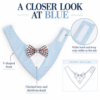 GAVPEPY Polyester Tuxedo-Style Pet Bandana, Sizes XS, S, M, L, XL, 6 color or pattern options, for photos, celebrations, walks and everyday pet outfits; a neckwear accessory for everyday outfits, portraits and special occasions image 4 - 04-闭合结构.jpg