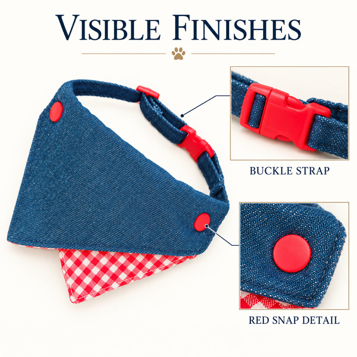 GAVPEPY Polyester Denim-Look Triangle Pet Bib, Sizes S, M, as pictured, for photos, celebrations, walks and everyday pet outfits; a neckwear accessory for everyday outfits, portraits and special occasions image 4 - 04-已知扣合.jpg