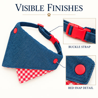 GAVPEPY Polyester Denim-Look Triangle Pet Bib, Sizes S, M, as pictured, for photos, celebrations, walks and everyday pet outfits; a neckwear accessory for everyday outfits, portraits and special occasions image 4 - 04-已知扣合.jpg