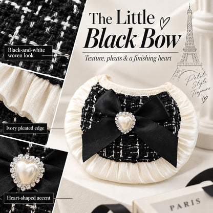 GAVPEPY Polyester Bow-Trim Pet Bib, Size S, 5 color or pattern options, for photos, celebrations, walks and everyday pet outfits; a neckwear accessory for everyday outfits, portraits and special occasions image 4 - 04-黑款织纹褶边.jpg