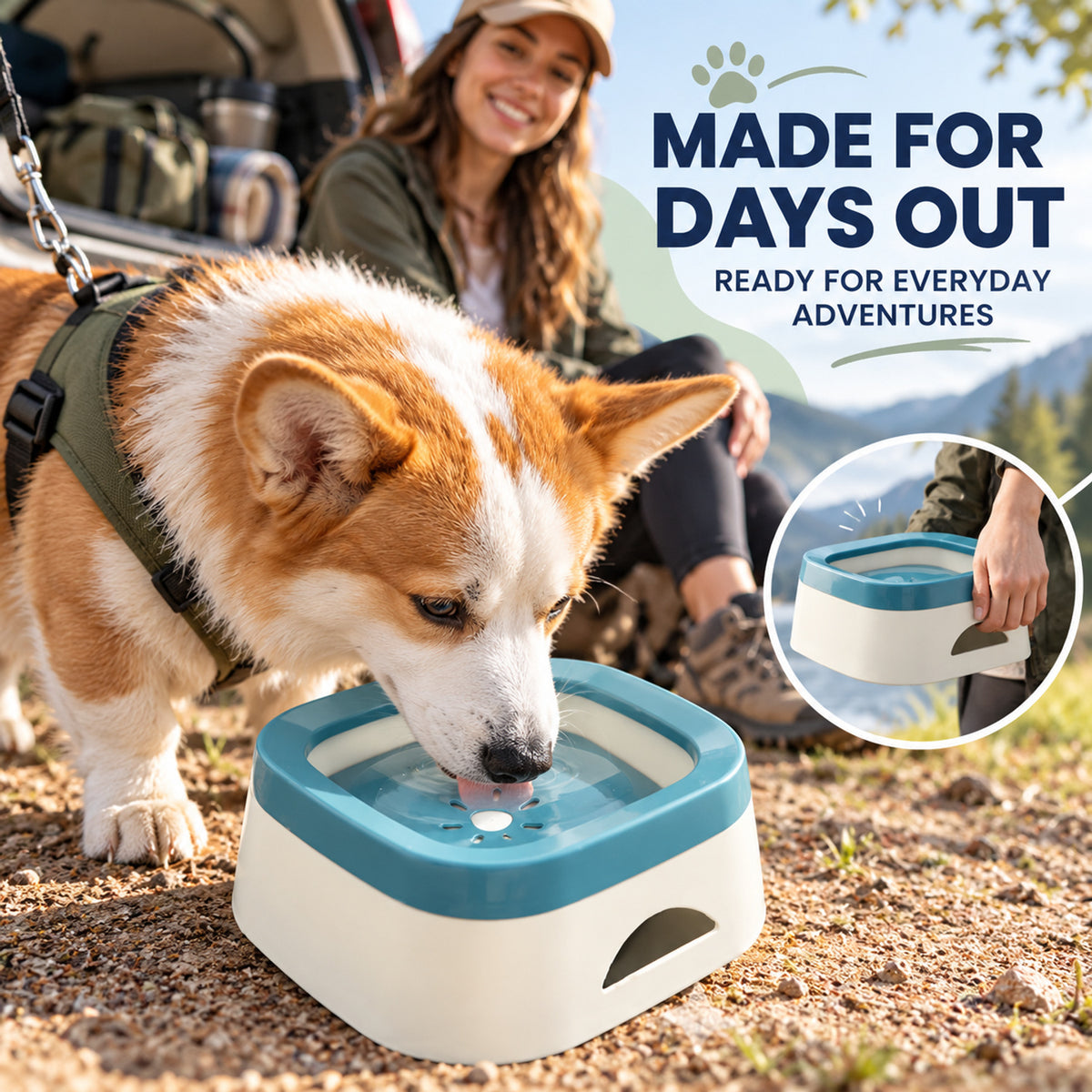 Vehicle Pet Water Bowl with Splash Guard, 3 Colors, By GAVPEPY image 6 - 05-Travel-Ready.jpg