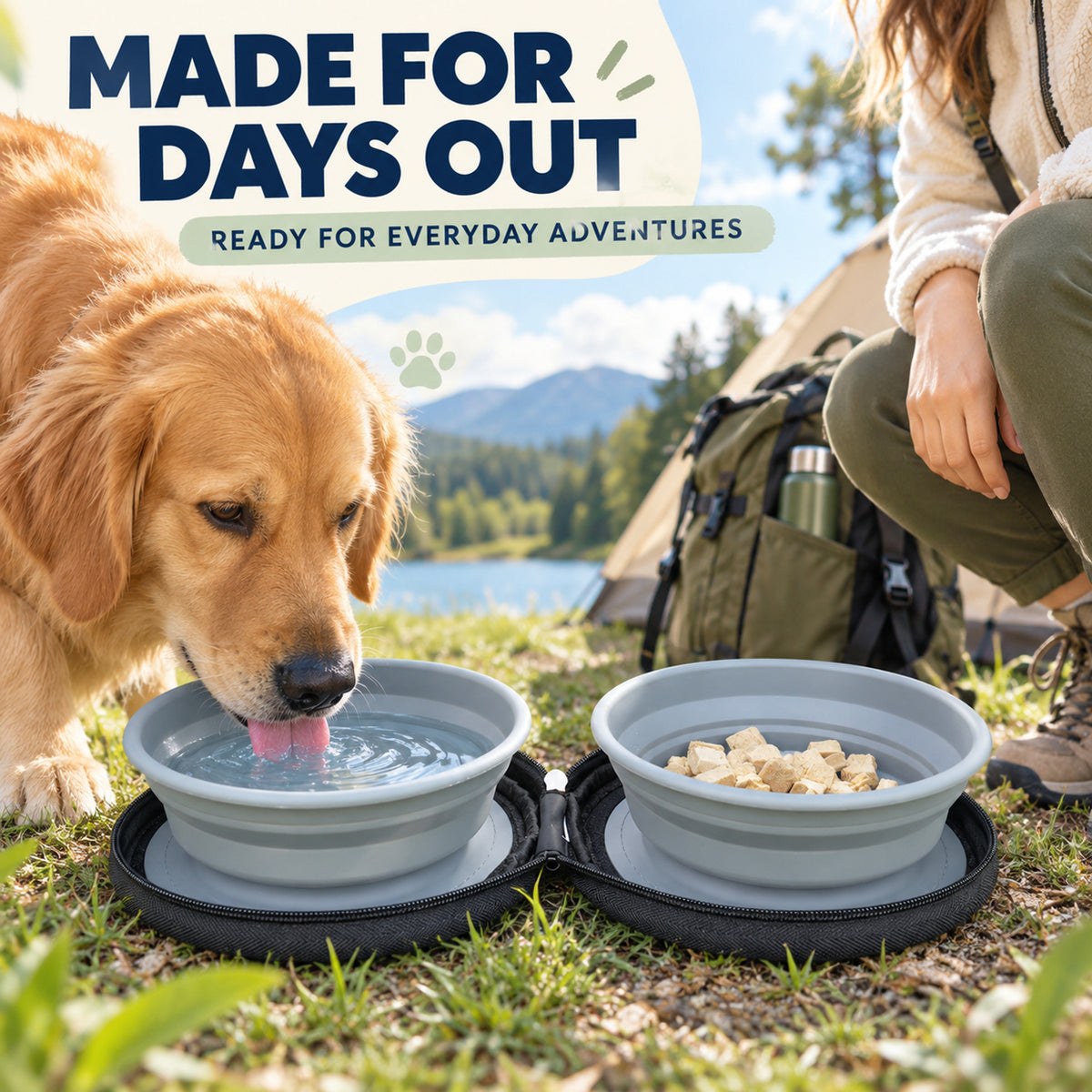 Collapsible Canvas Pet Travel Bowl, 17.5 x 17 x 4.9 cm, By GAVPEPY image 6 - 05-Travel-Ready.jpg