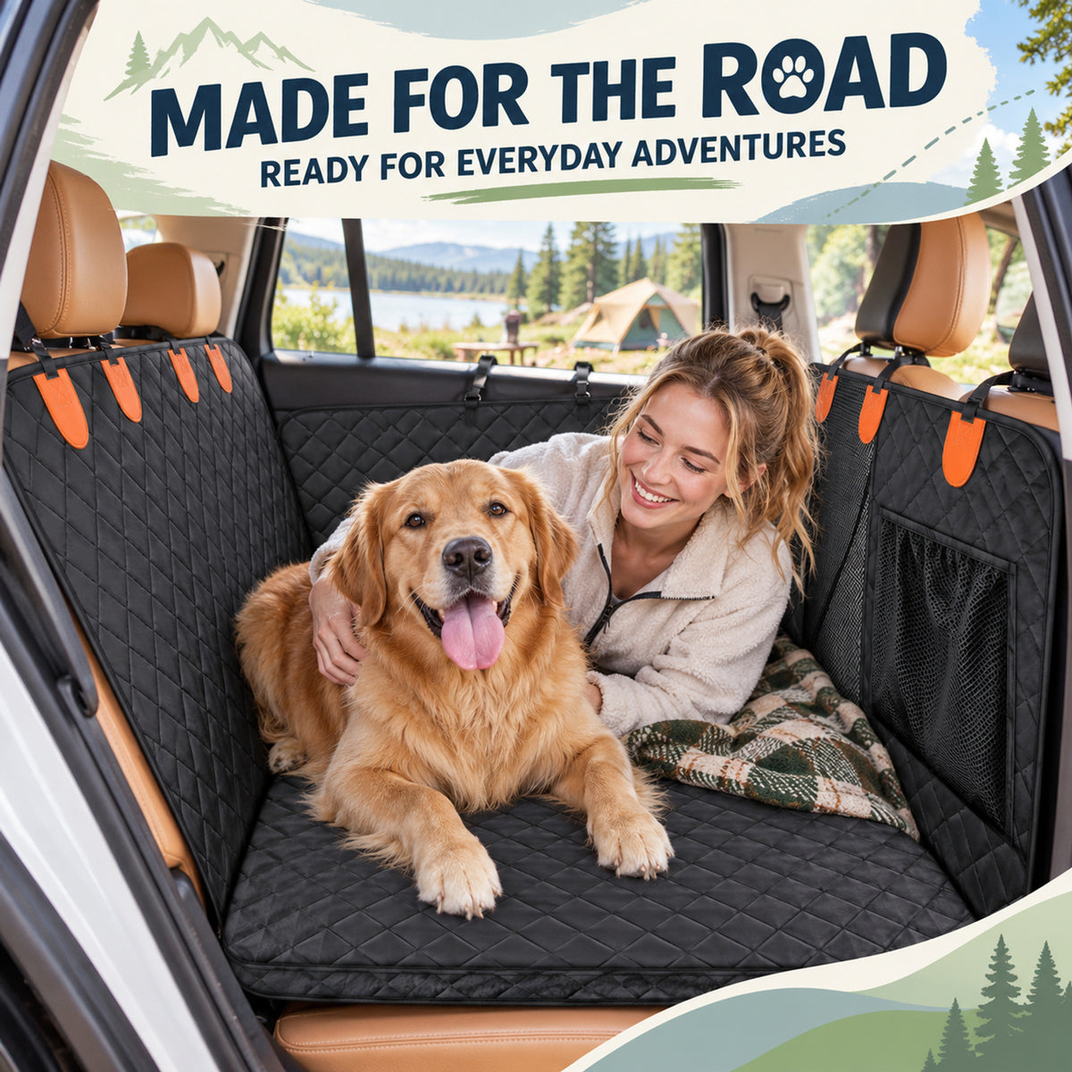 Rear Seat Pet Protector, 3 Patterns, By GAVPEPY image 6 - 05-Travel-Ready.jpg