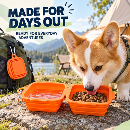 600 ml Collapsible Silicone Double Pet Bowl, 4 Colors, By GAVPEPY image 6 - 05-Travel-Ready.jpg