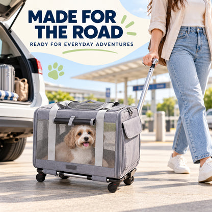 Soft-Sided Rolling Pet Carrier, 4 Colors & 2 Configurations, By GAVPEPY image 6 - 05-Travel-Ready.jpg