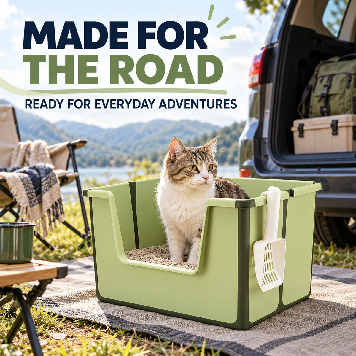 Collapsible PP Travel Litter Box, 2 Colors, By GAVPEPY image 6 - 05-Travel-Ready.jpg