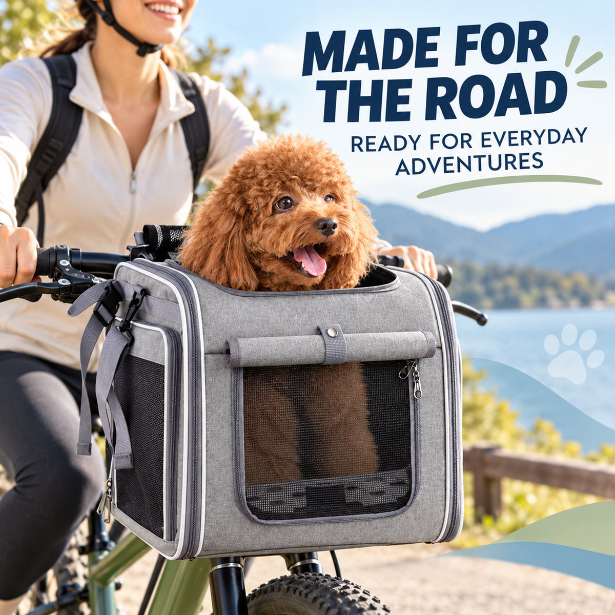 Foldable Front Bicycle Pet Carrier, 37 x 26 x 33 cm, By GAVPEPY image 6 - 05-Travel-Ready.jpg