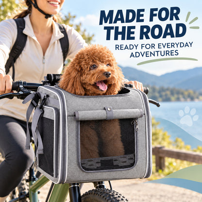 Foldable Front Bicycle Pet Carrier, 37 x 26 x 33 cm, By GAVPEPY image 6 - 05-Travel-Ready.jpg