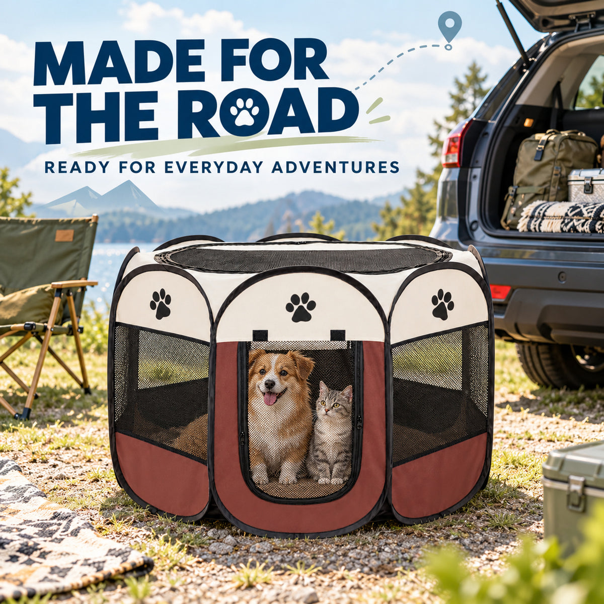 Foldable Pet Playpen, 6 Colors, 3 Sizes & 2 Packages, By GAVPEPY image 6 - 05-Travel-Ready.jpg