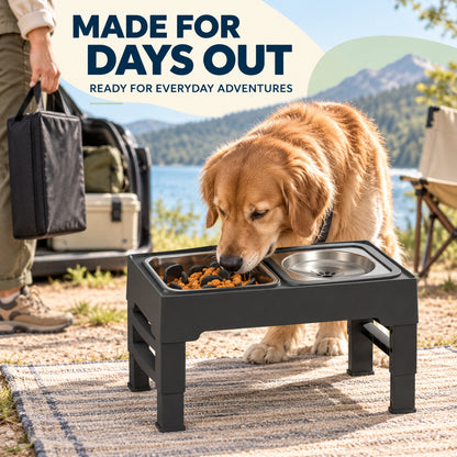 Foldable Pet Bowl Table, 2 Colors & 2 Bowl Types, By GAVPEPY image 6 - 05-Travel-Ready.jpg