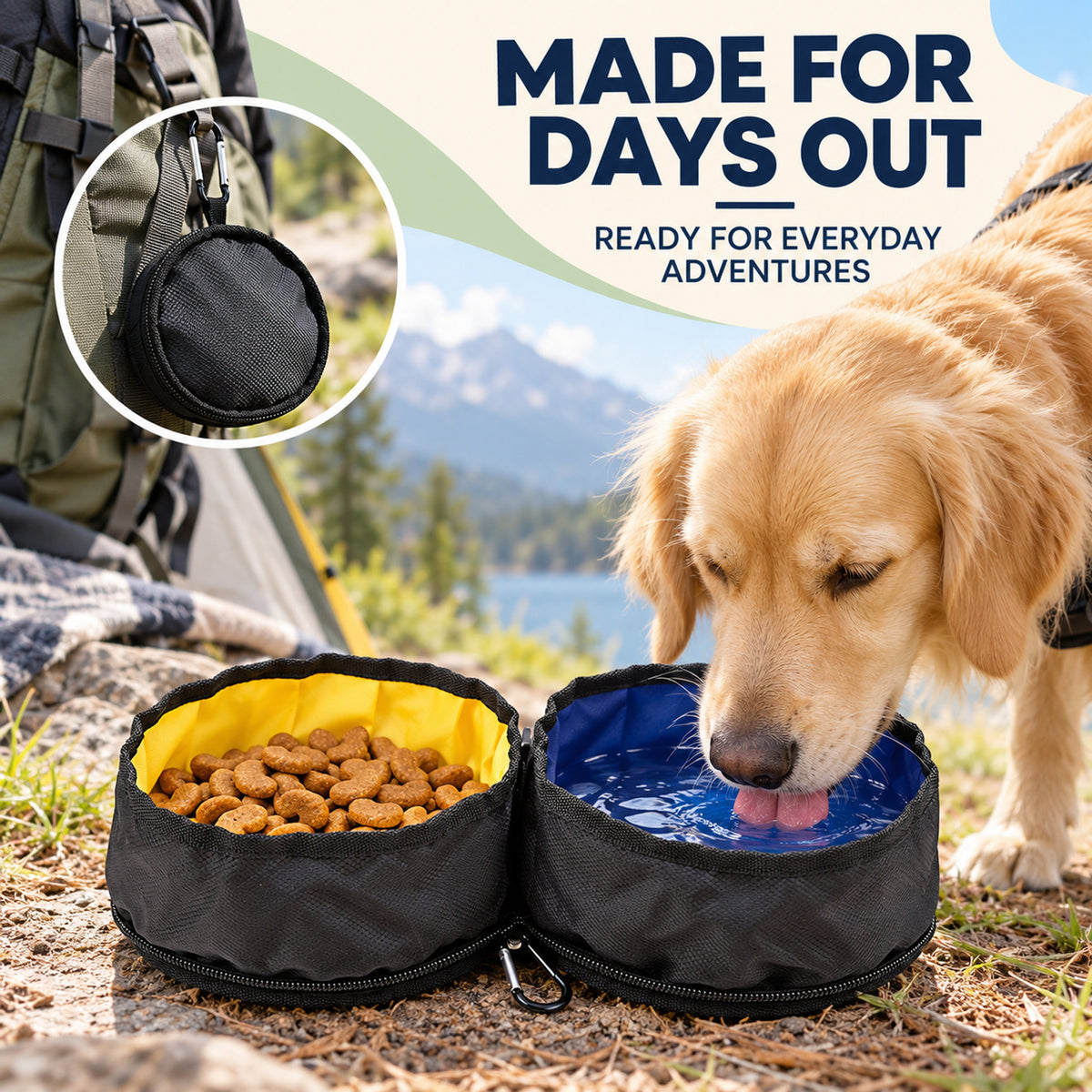 Foldable Nylon Double Pet Travel Bowl, By GAVPEPY image 6 - 05-Travel-Ready.jpg