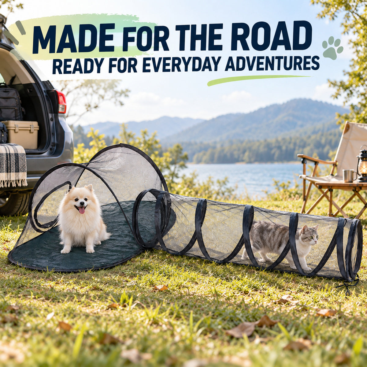 Foldable Pet Travel Tent with Tunnel, By GAVPEPY image 6 - 05-Travel-Ready.jpg