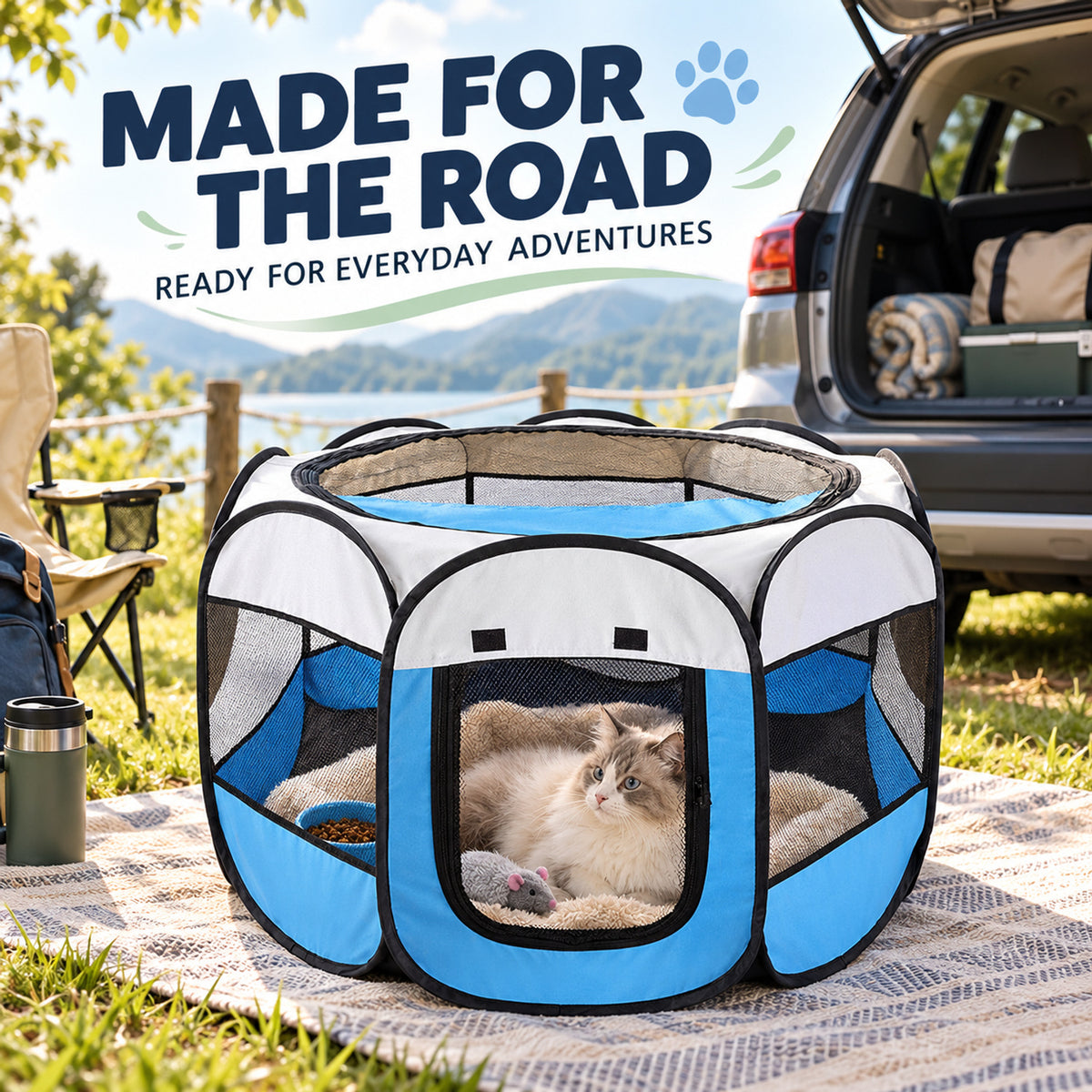 Foldable Oxford Fabric Pet Playpen, 2 Colors & 3 Sizes, By GAVPEPY image 6 - 05-Travel-Ready.jpg