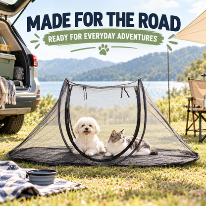 Foldable Oval Pet Travel Tent, 2 Sizes, By GAVPEPY image 6 - 05-Travel-Ready.jpg