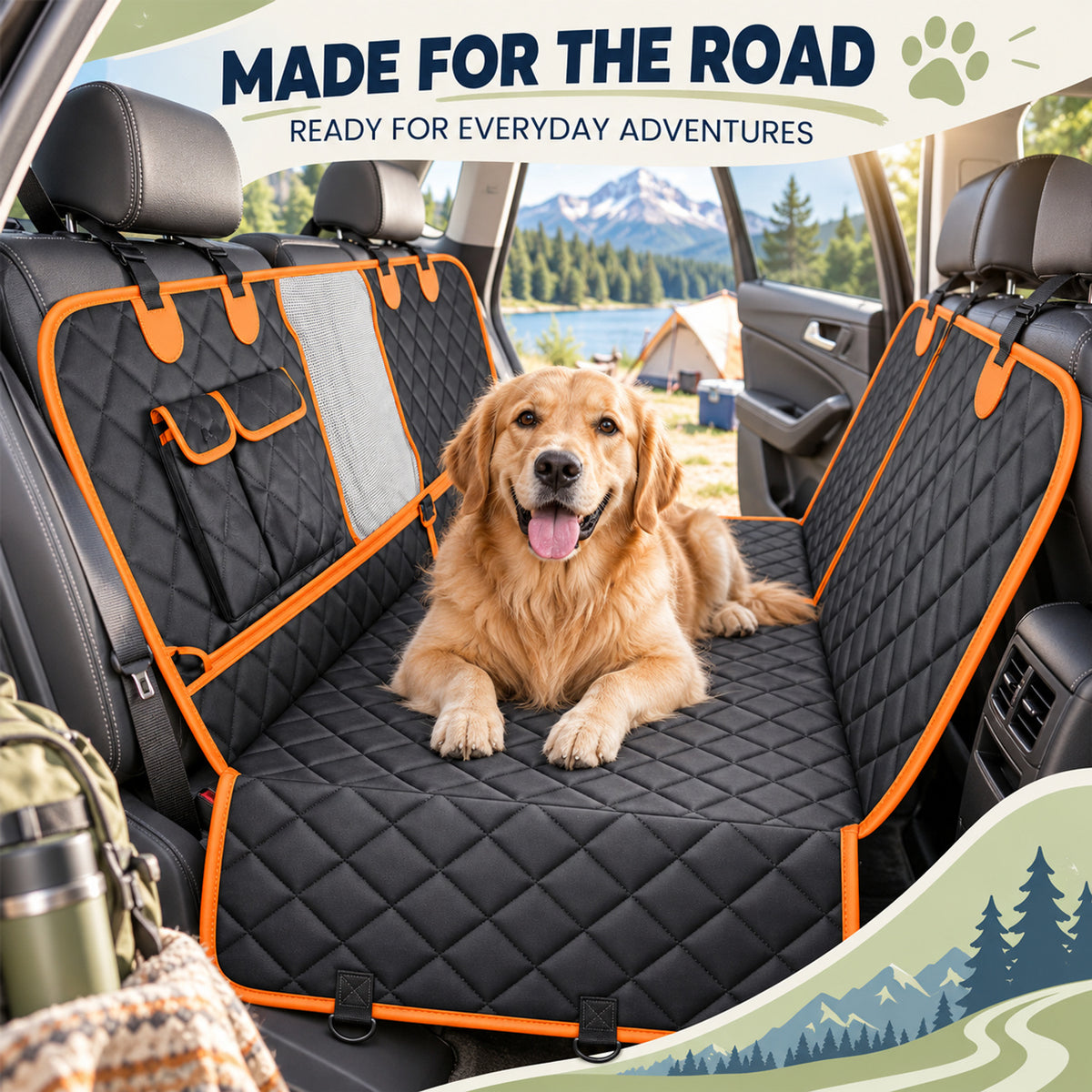 4-in-1 Rear Seat Pet Protector, 2 Styles, By GAVPEPY image 6 - 05-Travel-Ready.jpg