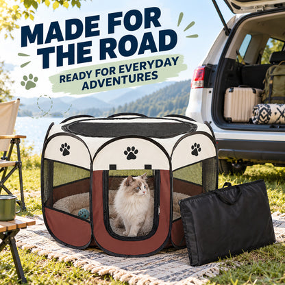 Foldable Black Pet Playpen with Carry Bag, 3 Sizes, By GAVPEPY image 6 - 05-Travel-Ready.jpg