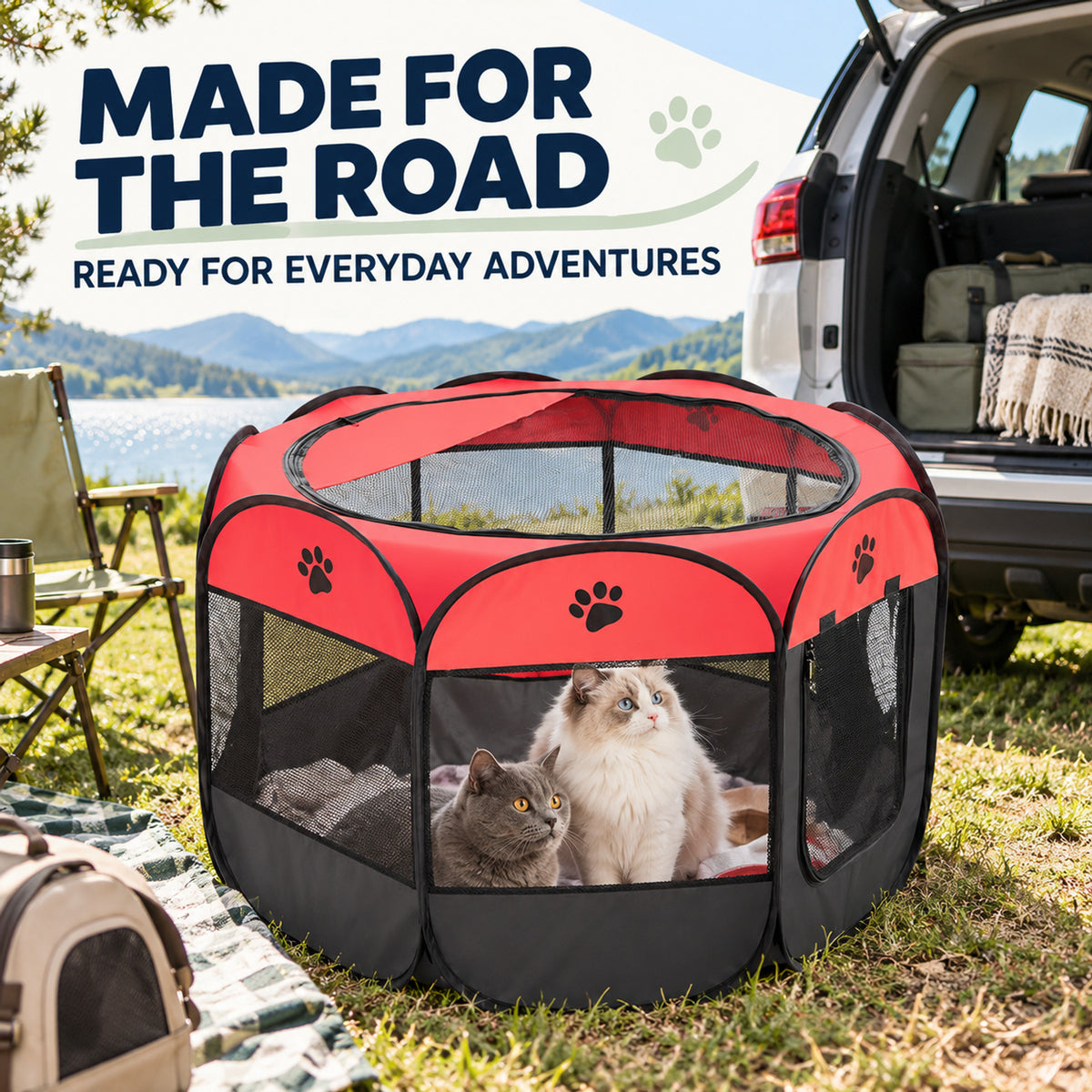 Foldable Oxford Fabric Pet Playpen, 6 Colors & 3 Sizes, By GAVPEPY image 6 - 05-Travel-Ready.jpg